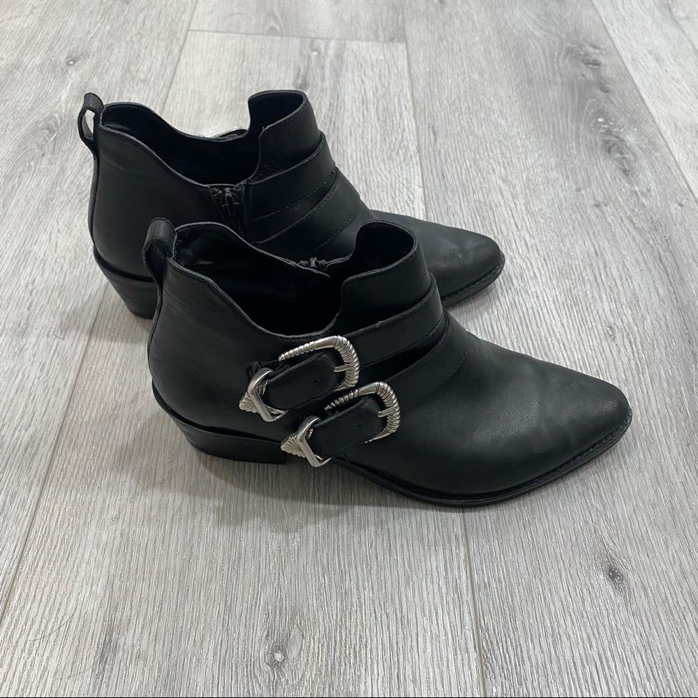 Steve Madden Leather Ankle Buckle Booties - Picture 4 of 4